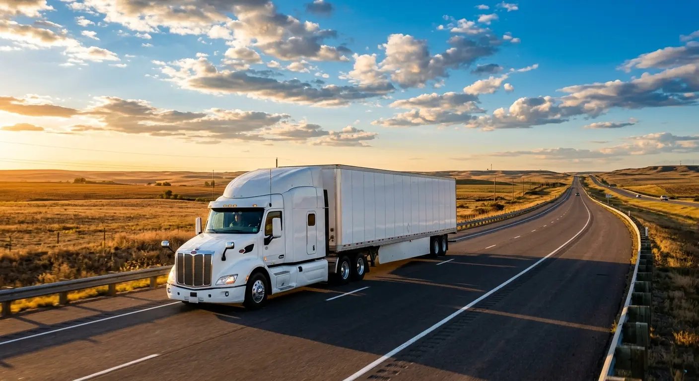 Commercial semi truck driving on highway - affordable truck insurance coverage